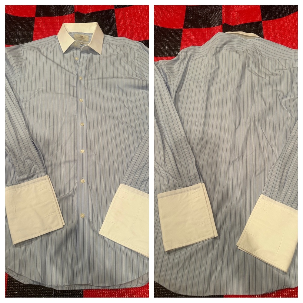 Hawes & Curtis LS shirt
Size 17 x 37
Luxury 2 Ply 100% Cotton 
Extra Slim Fit